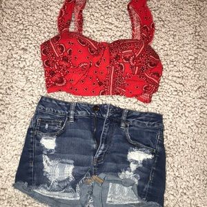 Red bandana crop top